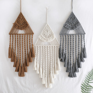 Handwoven Home Decor Triangle Dream Catcher PendantProduct information:


 Material: cotton thread, iron ring, wooden beads, creative tassel
 
 Specifications: white, brown, gray
 
 Style: tassel
 
 Size: 29*45*72CM
haloweHalohavnHalohavnHandwoven Home Decor Triangle Dream Catcher Pendant