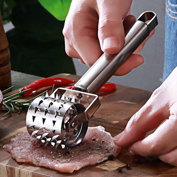 Meat Hammer Kitchen Tool Gadget Stainless Steel Rolling Tender Meat Hammer Baking Puncture Wheel Rolling Needle Puncture Knife